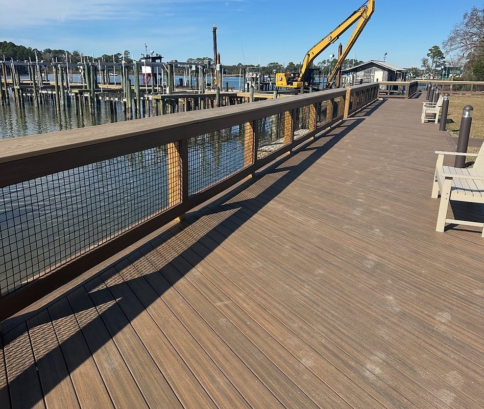 Constructed shoreline protection beside the water